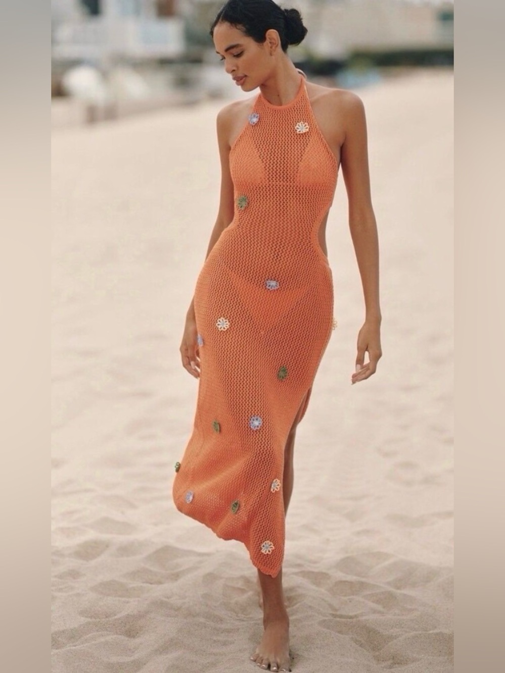 Anthropology Crochet Halter Beach Dress